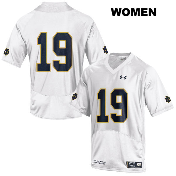 Women's NCAA Notre Dame Fighting Irish #19 Justin Ademilola Stitched College Under Armour Authentic White No Name Football Jersey TG10G86LR